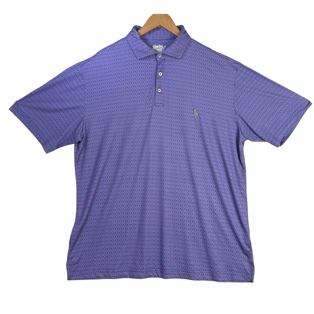 TailorByrd Men's Polo Shirt Sz XXL Blue Purple Geometric AOP Golf Performance